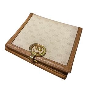 VTG Gucci 1970s GG Interlocking Gold PVC Leather Wallet Made in Italy